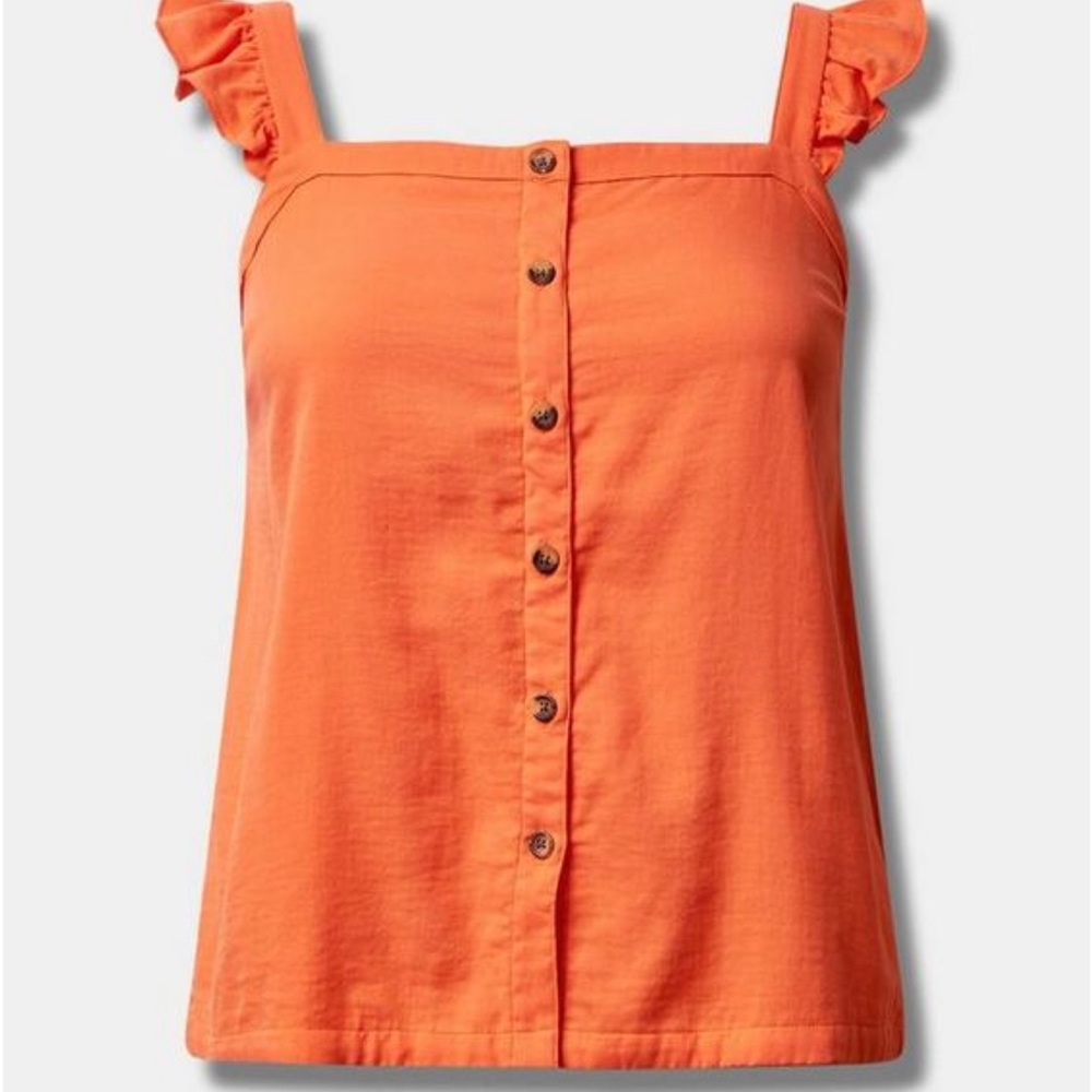 Torrid double gauze, ruffle button front tank top